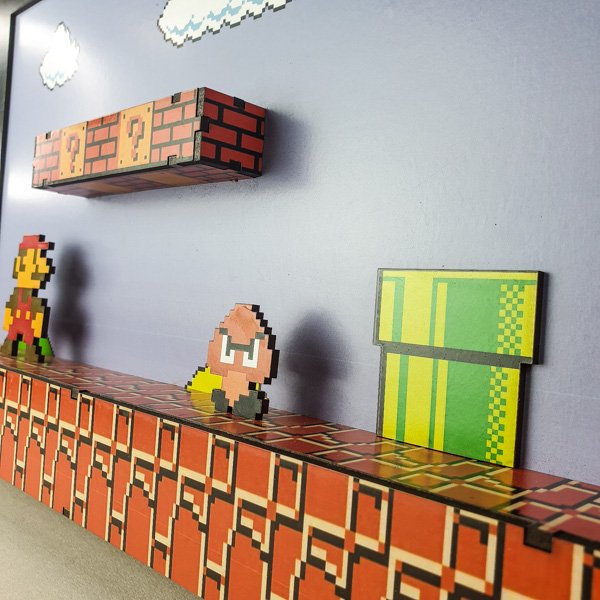 Cuadro gamer Mario Bros 3D gaming decorativo arcade