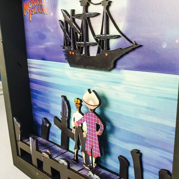 Cuadro gamer Monkey Island barco arcade 3D gaming